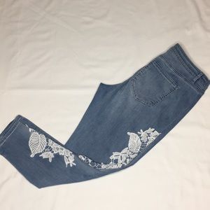 Lane Bryant Ankle Jeans with White Embroidery